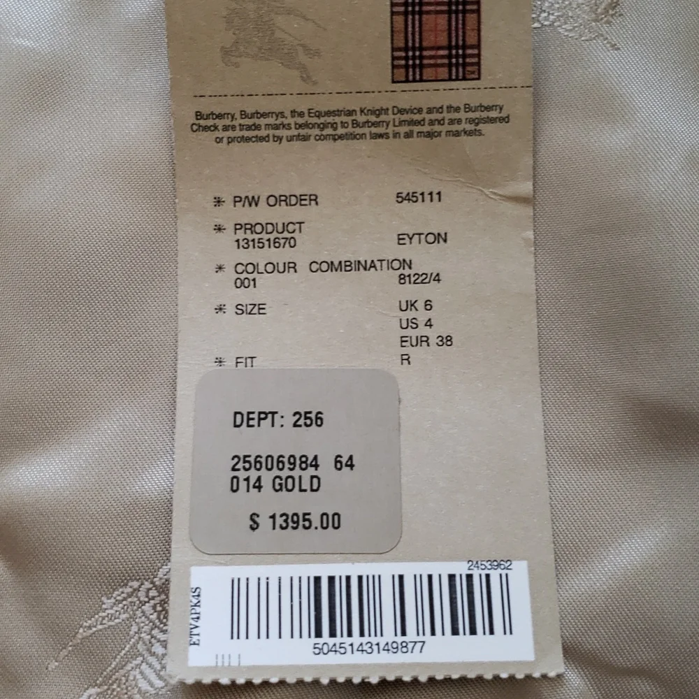 BURBERRY GOLD SHIMMER METALLIC CHECK PLAID TRENCH COAT - Picture 11 of 16